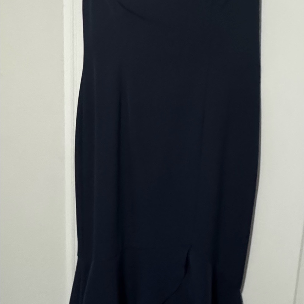 Adrianna Papell Navy Off-the-Shoulder Maxi Gown - Picture 6 of 10